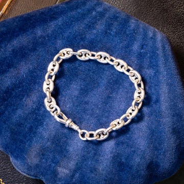 Antique Anchor Mariner Link Sterling Silver Link Bracelet, 19 cm.