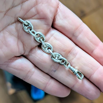 Antique Anchor Link Sterling Silver Chain Extender, 7.5 cm / 3 inches.