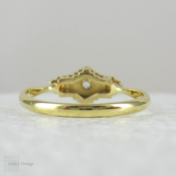 Art Deco Diamond Engagement Ring, Trilogy Diamond Ring in Engraved Platinum Setting, Circa 1920s - 1930s.