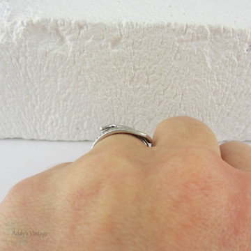 Edwardian Snake Ring, Antique Coiled Sterling Silver Engraved Snake Ring, Circa 1900s.