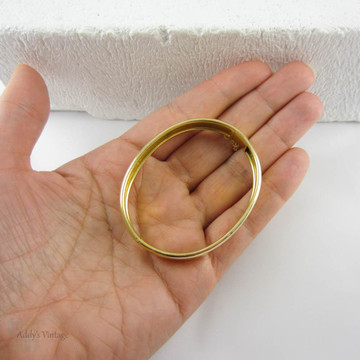 Antique Slim 18 Carat Gold Bracelet. Early 20th Century Vintage Bright Gold Bangle Bracelet, Small Sized Wrist.