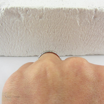 Antique Engraved Platinum Wedding Ring. Floral Orange Blossom Flower Design Wedding Band in Platinum, Circa 1920s.