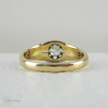 Deposit - Victorian Gentleman's Old Mine Cut Diamond Ring in 18 Carat Yellow Gold. Men's Gypsy Style Antique Single Stone Ring.