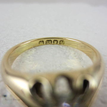 Deposit - Victorian Gentleman's Old Mine Cut Diamond Ring in 18 Carat Yellow Gold. Men's Gypsy Style Antique Single Stone Ring.