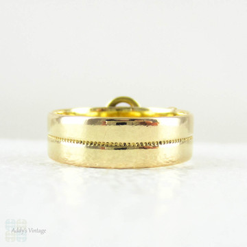 Victorian Yellow Gold Buckle Ring, 18 Carat Gold. Antique Double Buckle Design with Beaded Pattern, Circa 1882. Size M.5 / 6.5.