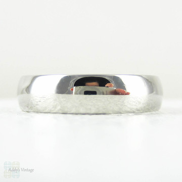 Estate Platinum Wedding Ring, Court Comfort Fit, Domed Profile, Medium Width 5 mm Wedding Band, Size P / 7.75, 6.8 grams.
