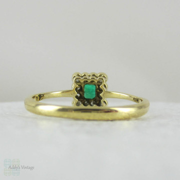 emerald diamond ring cluster 1920s halo circa engagement bright shape square