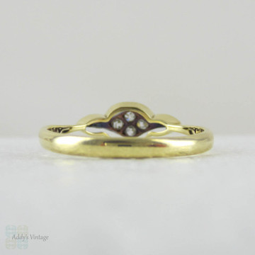Art Nouveau Diamond Engagement Ring, Pretty 4 Stone Diamond Ring in Unique Pierced Geometric Design, 18 Carat Platinum.