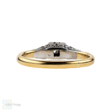 Vintage Diamond Engagement Ring, 1940s Solitiare with Engraved Setting, 18ct & Platinum.