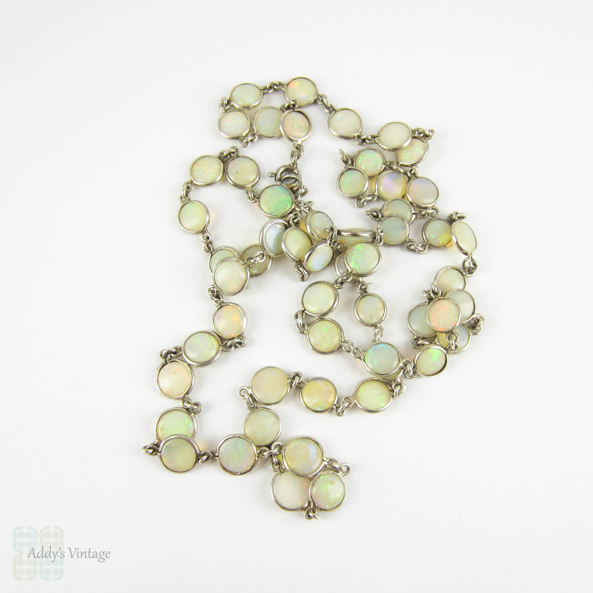 Antique Art Deco opal necklace opals rock crystal 18k gold diamond Fra –  Brenda Ginsberg Antique Jewelry