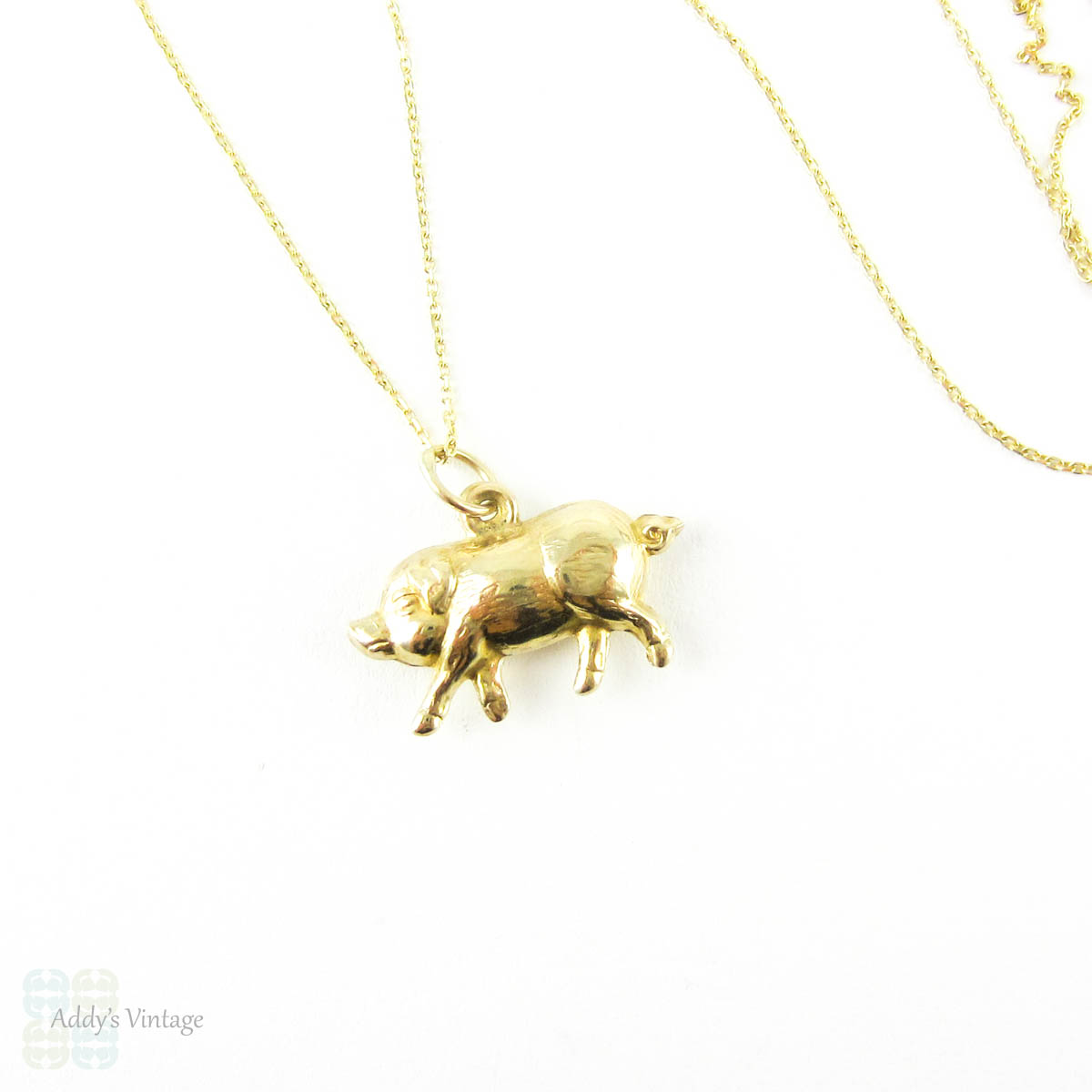 Vintage 9ct Gold Lucky Pig Charm, Small 