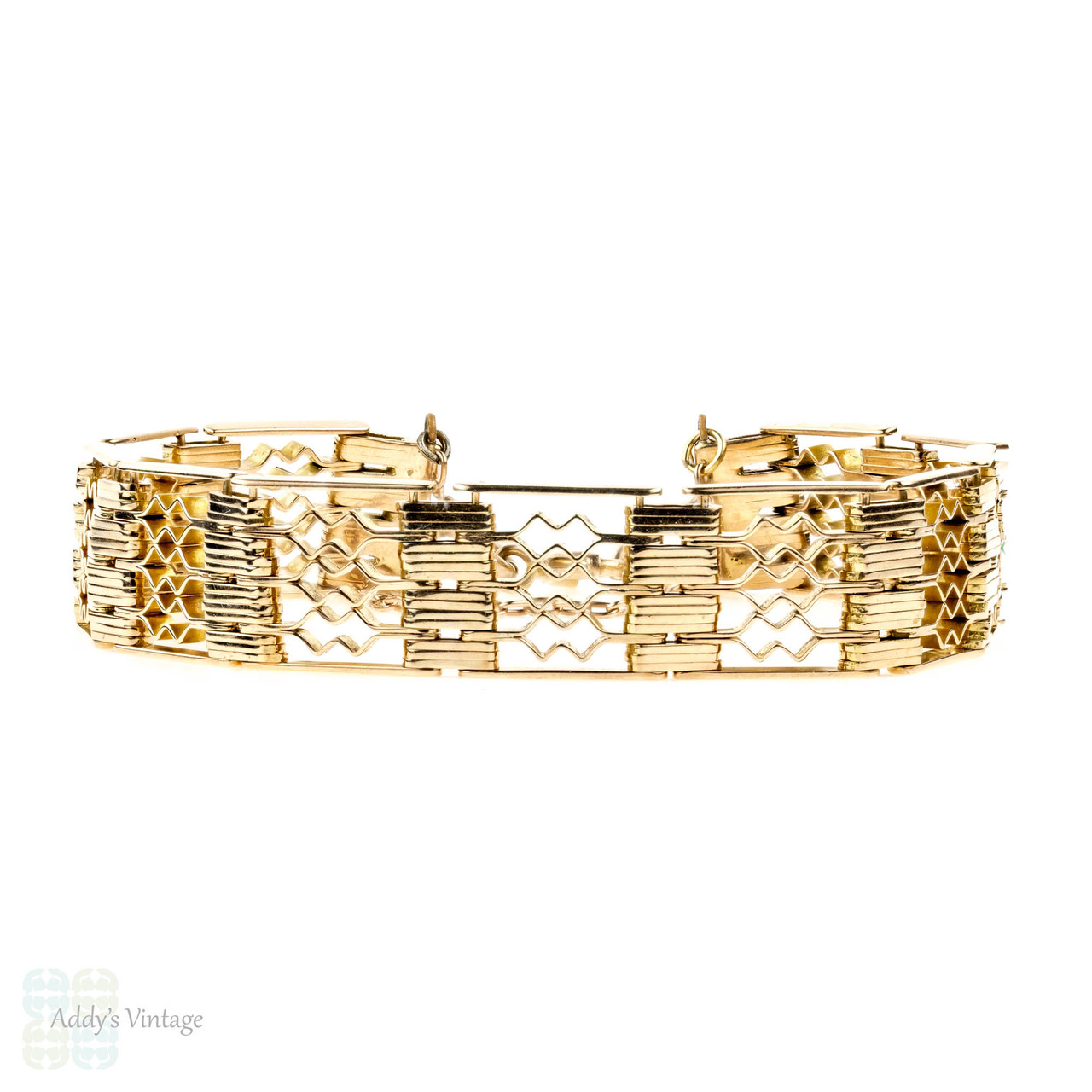 Antique Victorian Bracelet, Heavy 1800s 15ct 15k Yellow Gold Gate Link  Bracelet. - Addy's Vintage