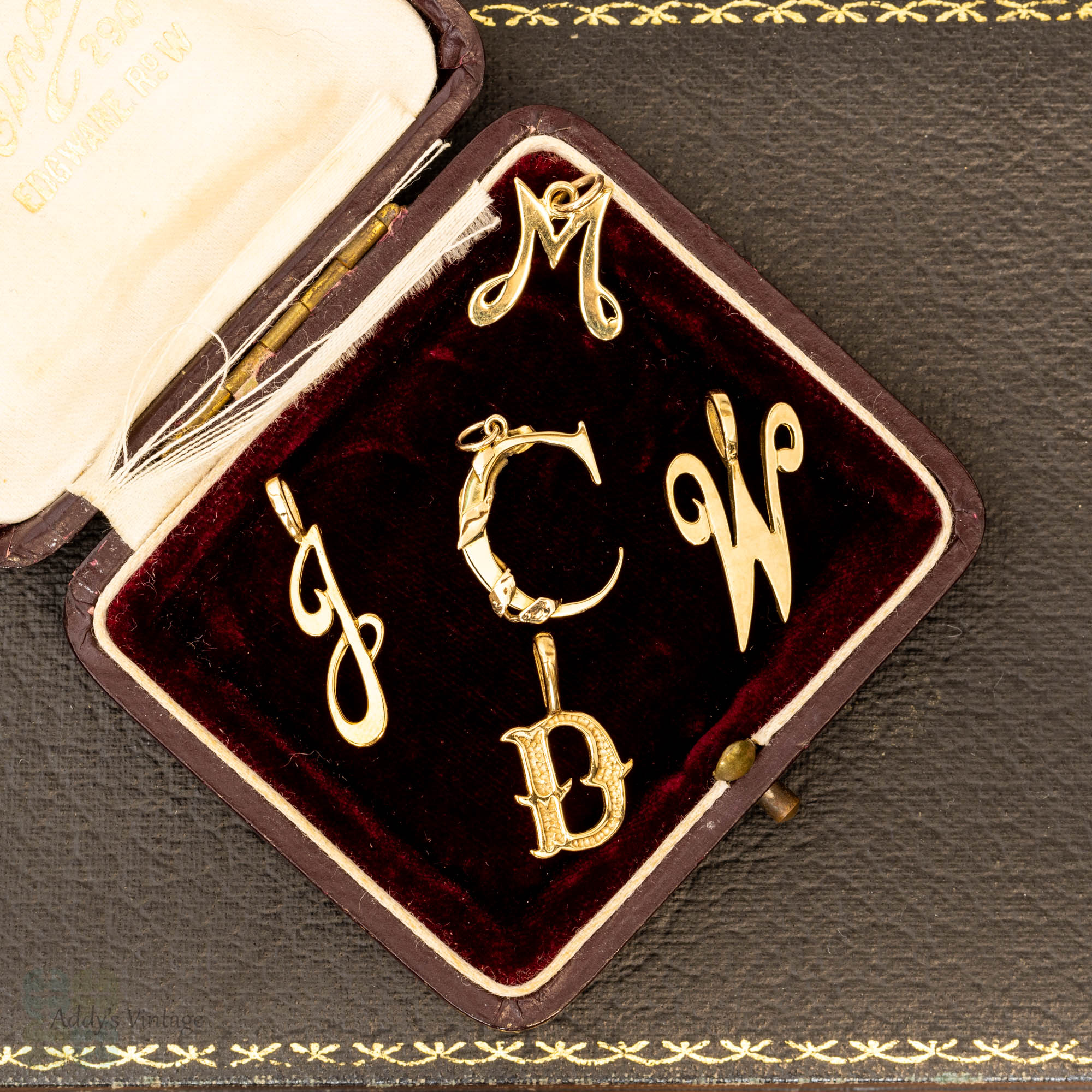 9ct Initial Pendant, Vintage 9k Yellow 