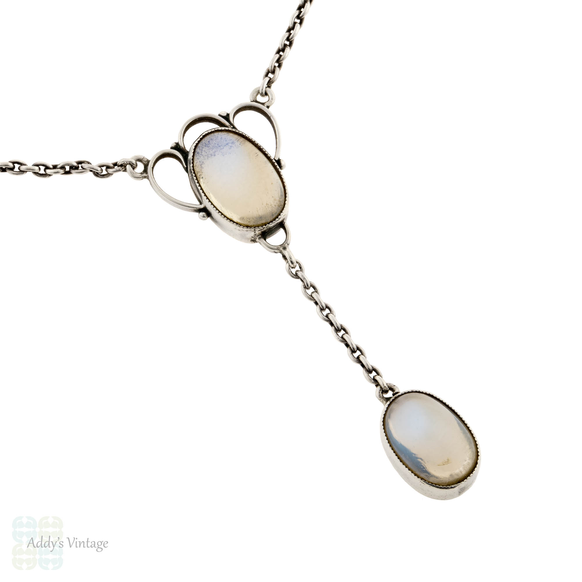 Moonstone pendant with silver chain moonstone locket with silver chain