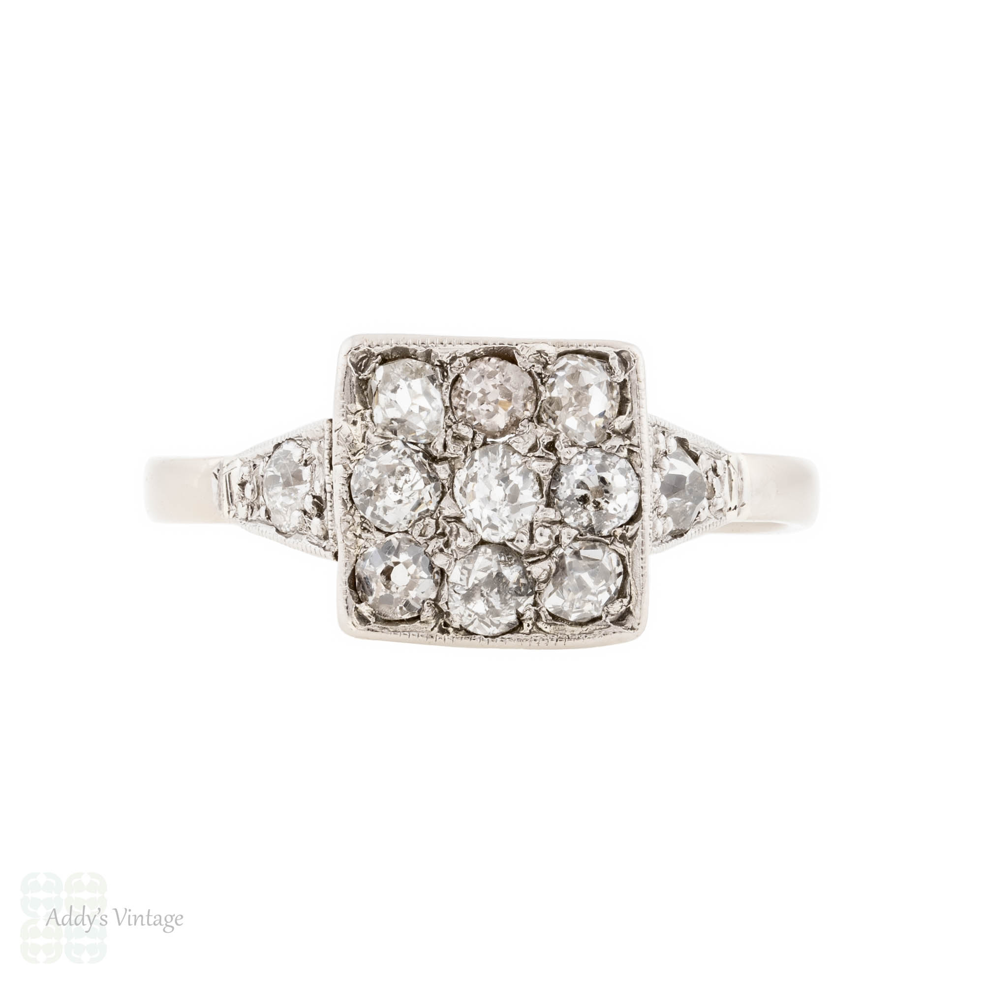 Cobblestone 18ct Diamond Ring, Antique ctw Old Mine Cut