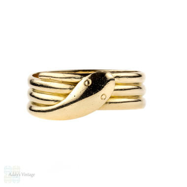 Victorian 18ct Snake Ring, Antique Wide Coiled Serpent Ring. English ...