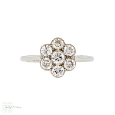 Diamond Daisy Engagement Ring, Vintage Art Deco 18ct Platinum Cluster ...