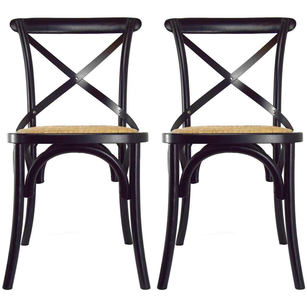 Set of 2, Solid Wood A Cross At Back Chairs 2xhome Modern and