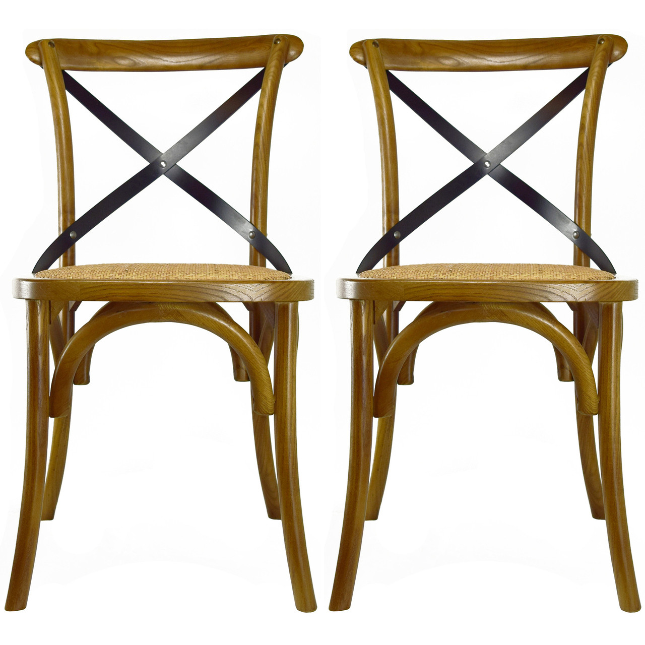 Set of 2, Solid Wood A Cross At Back Chairs 2xhome Modern and