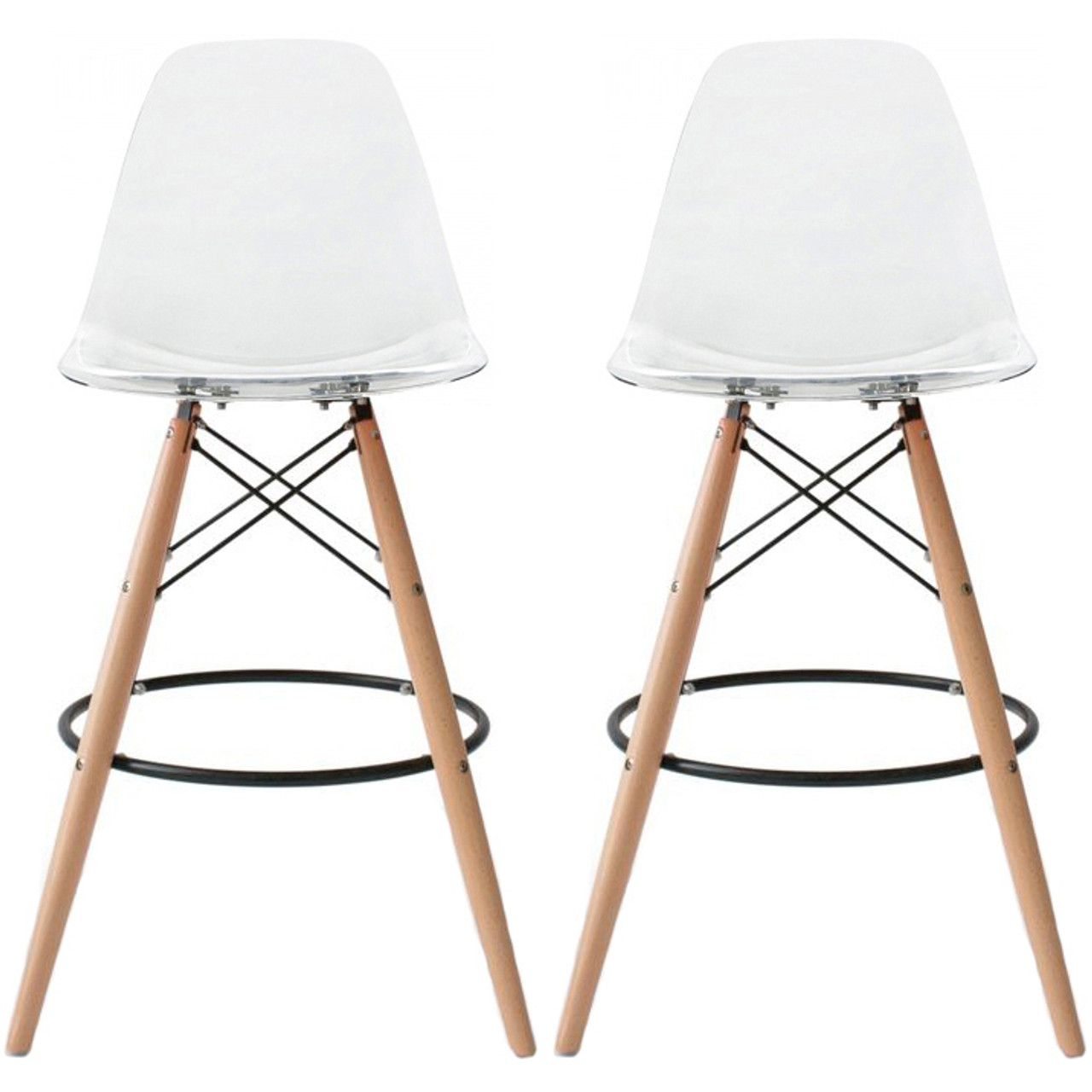 Set of 2, EIFFEL Natural Wood Bar Stool - 25 Seat Height - 2xhome - Modern  and Contemporary Furniture