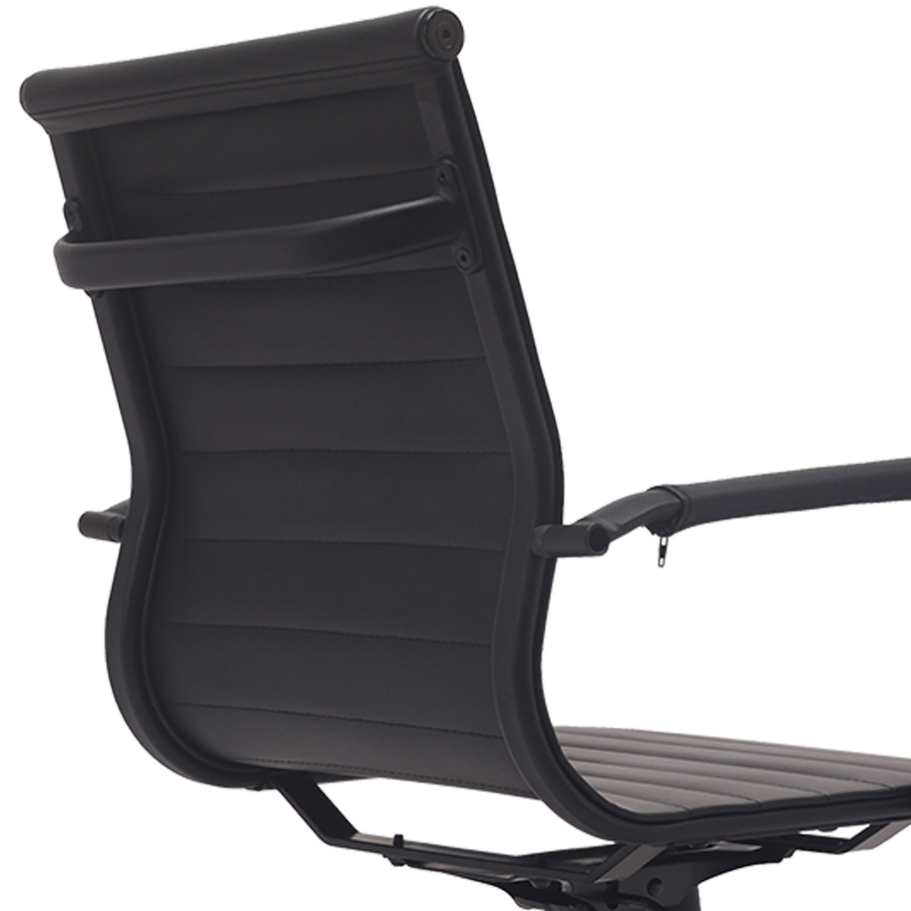 Modern Office Desk Chair Mid Back Ribbed PU Leather Armchair 2xhome