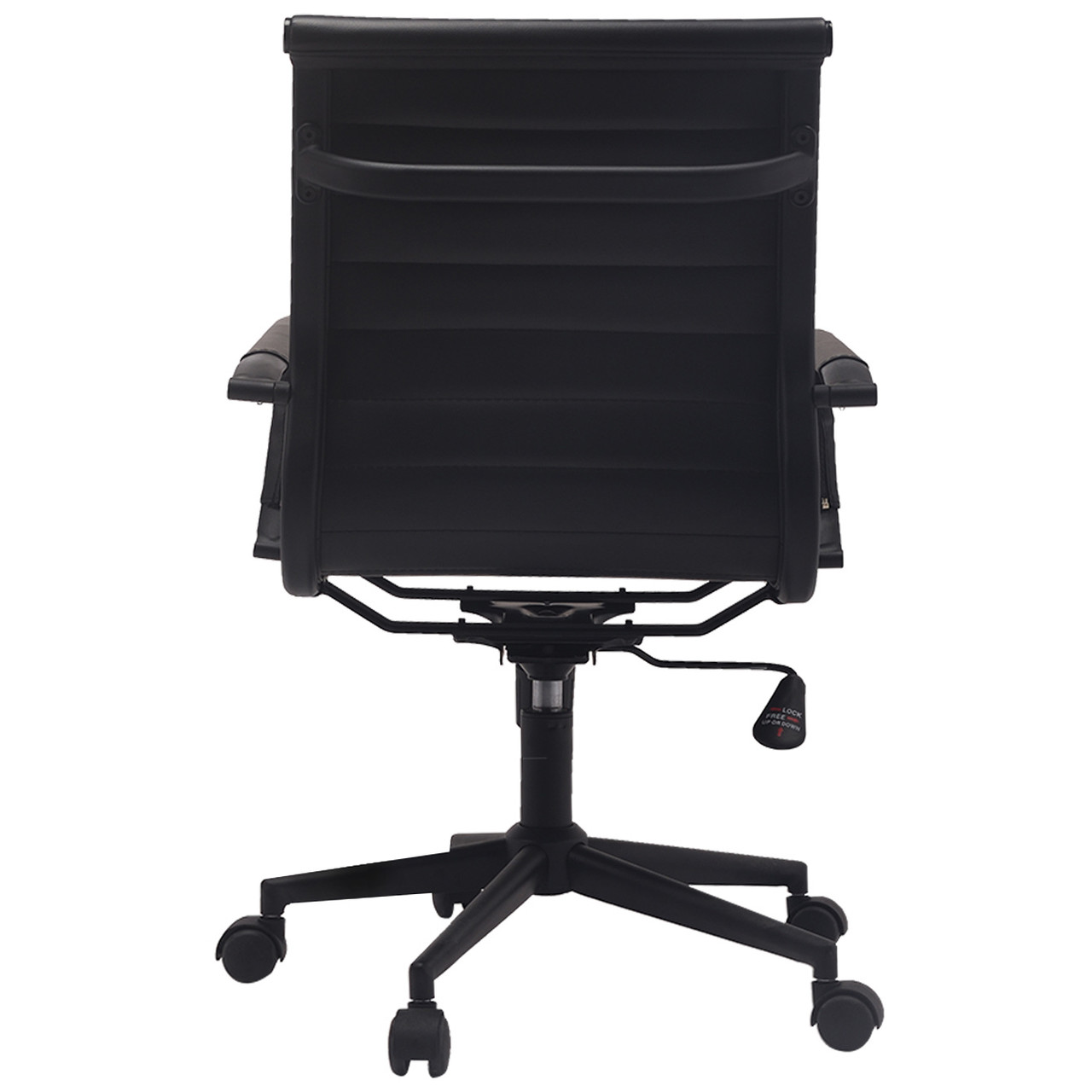 Set of 2 Modern Office Desk Chairs Mid Back Ribbed PU Leather Armchairs