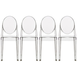 Set of 4, Ghost side Victoria Chairs Smoke
