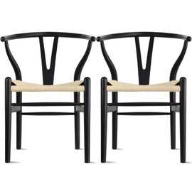 Set of 2 Modern Y Back Wooden Dining Elbow Chairs