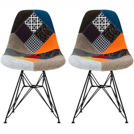 Set of 2, EIFFEL Black Wire Patchwork Side Chairs