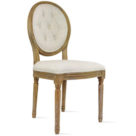 Fabric Ghost Chairs With Tufted Back in Cream