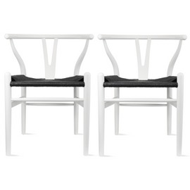 Set of 2 Modern Y Back Wooden Dining Elbow Chair