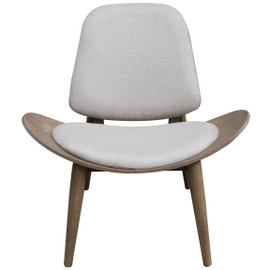 Gray Modern Padded Fabric Shell Wing Armless Wooden Chair