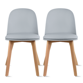Set of 2 Modern Dining Side Chair with Armless PU Leather Cushion Seat and Wooden Legs