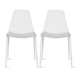 Set of 2 Modern Plastic Dining Armless Chairs Molded Round Seat Metal Legs