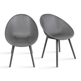 Set of 2 Mid-Century Modern Dining Chair Plastic Legs with Breathable Perforated Egg Shaped Seat for Indoor/Outdoor Use Set of 2 Mid-Century Modern Dining Chair Plastic Legs with Breathable Perforated Egg Shaped Seat for Indoor/Outdoor Use