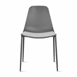 Modern Plastic Dining Armless Chairs Molded Round Seat Metal Legs