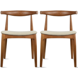 Set Of 2 Modern Wooden Dining Room Kennedy Elbow Chair With Fabric Beige Seat (Unassembled) Set Of 2 Modern Wooden Dining Room Kennedy Elbow Chair With Fabric Beige Seat (Unassembled)