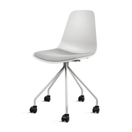 Modern Office Task Chair with Linen Fabric Cushion and Rolling Metal Base