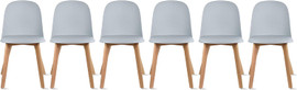 Set Of 6 Armless Plastic Dining Chair Natural Wood Legs