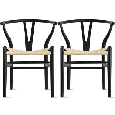 Set of 2 Modern Y Back Wooden Dining Elbow Chairs