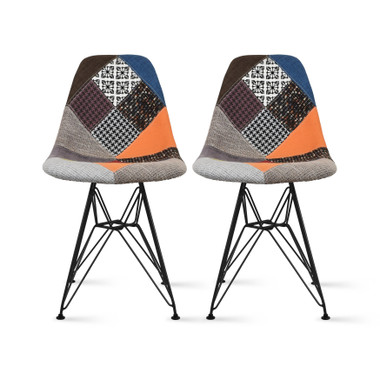 Set of 2, EIFFEL Black Wire Patchwork Side Chairs