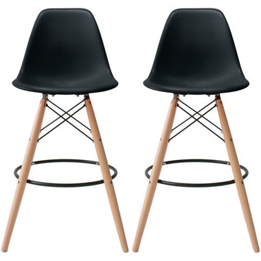 Set of 2, Natural EIFFEL Natural Wooden Leg Bar Stool - 25" Seat Height or 28" Seat Height