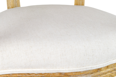 French Country Modern Elegant Cream Distressed Wood Round Seat Cushion  Armchair Farmhouse