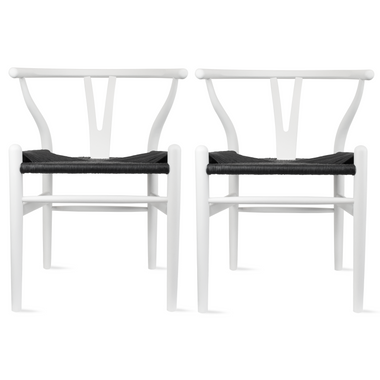 Set of 2 Modern Y Back Wooden Dining Elbow Chair