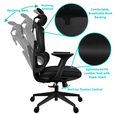 Ergonomic Office Chair with Lumbar Support, Adjustable Executive Desk  Armchair with Tall Back Mesh & Headrest - 2xhome - Modern and Contemporary  Furniture