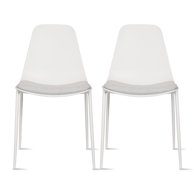 Set of 2 Modern Plastic Dining Armless Chairs Molded Round Seat Metal Legs