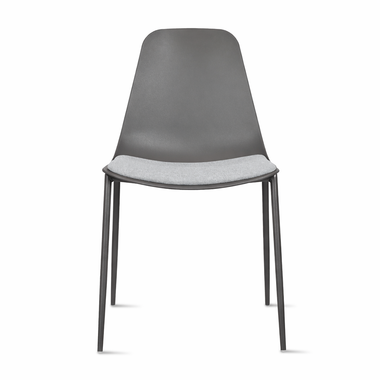 Modern Plastic Dining Armless Chairs Molded Round Seat Metal Legs
