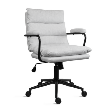 Modern Mid Back Office Chair Ribbed Cloth Seat Kitchen Task Chair or Desk Chair