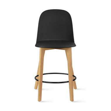 2xhome - 25" Seat Height Chair Style Molded Plastic Modern Counter Stools with Backs Armless Natural Legs Wood Eiffel Legs Dowel-Leg 