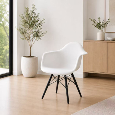 EIFFEL Black Wood Legs Dining Arm Chair - 2xhome - Modern and